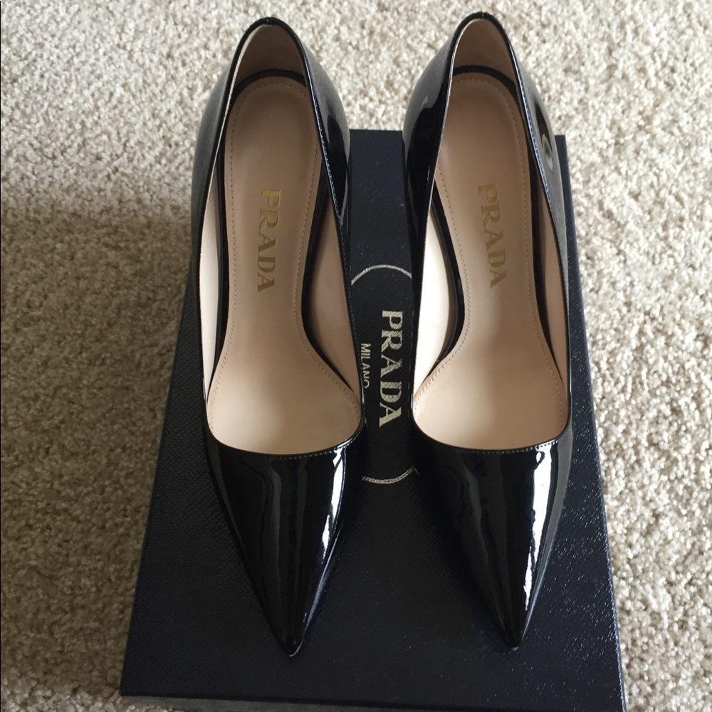 BNIB authentic Prada patent black heels size 35.5